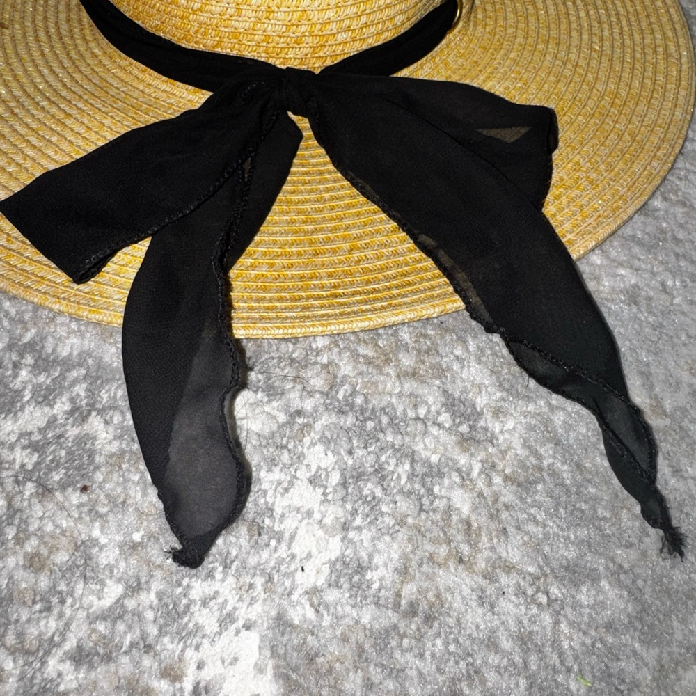 Rima Beach World Women's 100% Straw Sun Hat Wide Brim Black Bow Beige St.Martin - Picture 2 of 5